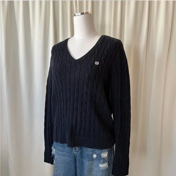 Chaps 100% Cotton cable knit V-neck sweater size Large. - Picture 3 of 8